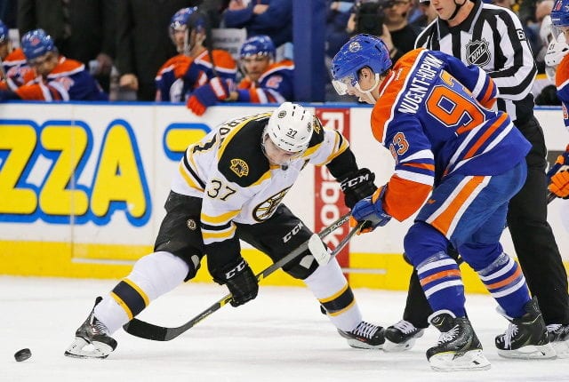 Patrice Bergeron expected to skate today. Ryan Nugent-Hopkins may not be far off.
