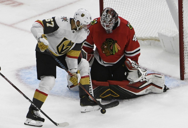 The Chicago Blackhawks haven't talked extension with Robin Lehner. The Vegas Golden Knights could use a puck-moving defenseman.