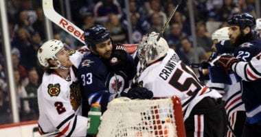Corey Crawford has a 10-team trade list, wants to stay. Teams calling the Winnipeg Jets about Dustin Byfuglien.
