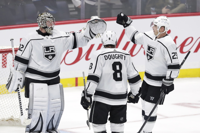 Los Angeles Kings Jonathan Quick, Dustin Brown and Drew Doughty