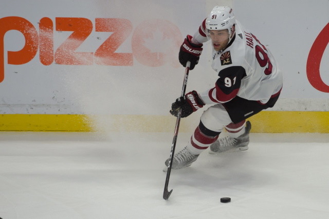 The Arizona Coyotes and Taylor Hall have a dinner meeting, but GM John Chayka isn't present.