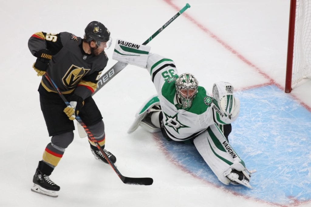Dallas Stars goaltender Anton Khudobin turned aside 38 shots in Game 3, and shut out of the Vegas Golden Knights in Game 1 of the Conference Finals.