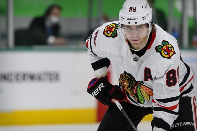 NHL and ESPN closing in on a seven-year deal. Dante Fabbro to have a hearing for elbow. Patrick Kane plays in his 1,000th NHL regular season game.