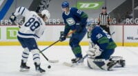 Vancouver Canucks game postposed, new schedule coming today. William Nylander almost out of protocol. Maple Leafs sign Rodion Amirov.