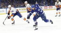 The Tampa Bay Lightning beat the New York Islanders 8-0 last night. Brayden Point has scored a goal in 8 consecutive games.