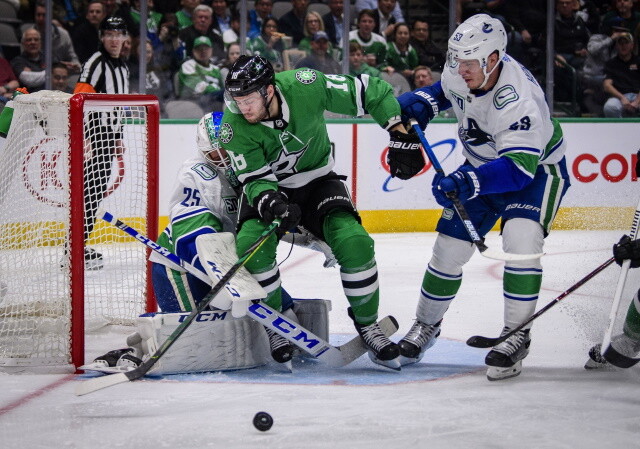 The Dallas Stars have traded forward Jason Dickinson to the Vancouver Canucks for a 2021 third-round pick