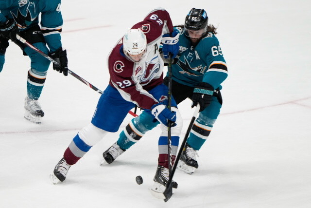 Nathan MacKinnon dealing with a UBI. Bowen Byram back skating. Erik Karlsson is ahead of schedule. Robin Lehner day-to-day.