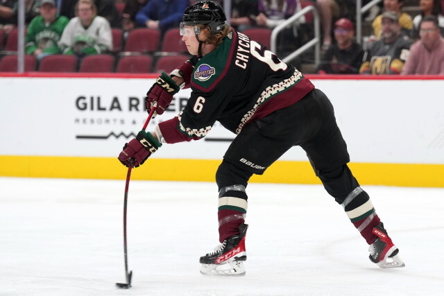 Who are the frontrunners for Arizona Coyotes Jakob Chychun? Are the Toronto Maple Leafs and Calgary Flames after the same defensemen?