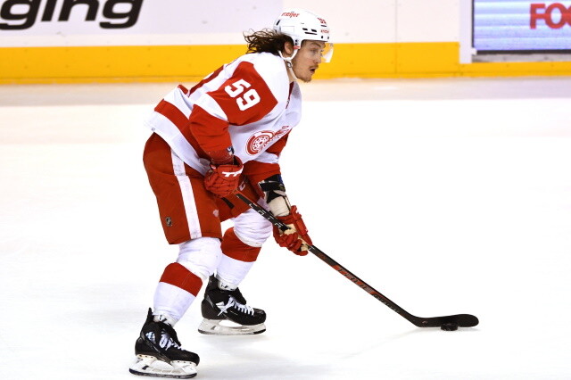 Detroit Red Wings Tyler Bertuzzi's name has been picking up steam in the rumor mill. He can't play in a Canada and hopes he can stay.