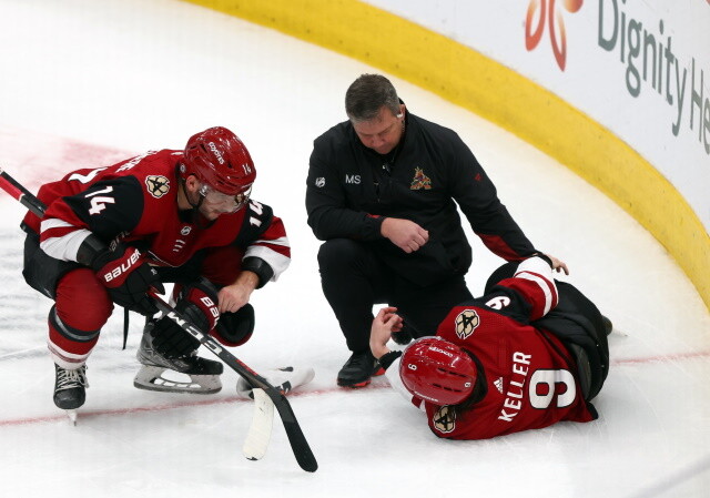 Clayton Keller take off on a stretcher after heavy crash into the boards. Ondrej Kase to the LTIR. Robin Lehner and Brayden McNabb return.