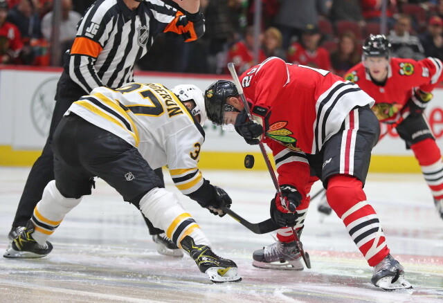 Keys to the offseason for the Chicago Blackhawks. Boston Bruins GM Sweeney believes that Patrice Bergeron wants to play next season.