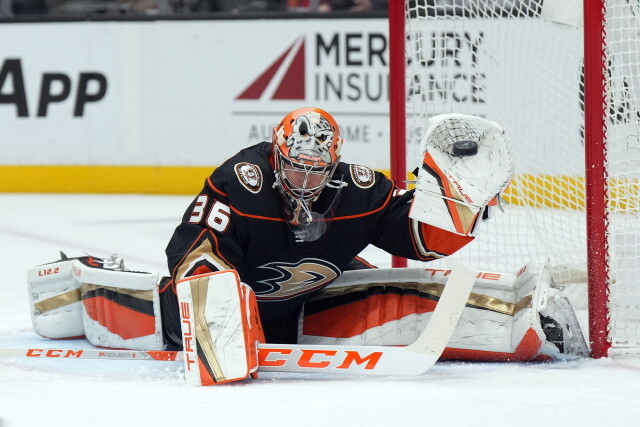A report that Anaheim Ducks goaltender John Gibson is open to a trade. His agent said there is no truth to the report. Capitals interested?