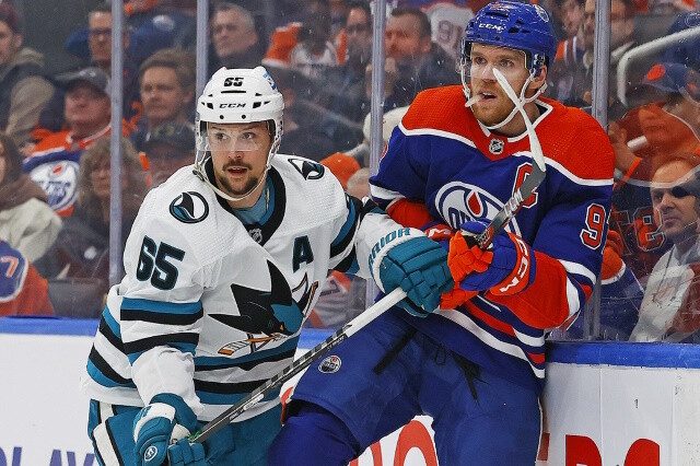 Could the Sharks and Oilers rekindle Erik Karlsson talks and involve Jack Campbell? The Flames goal is to get Matt Coronato signed.