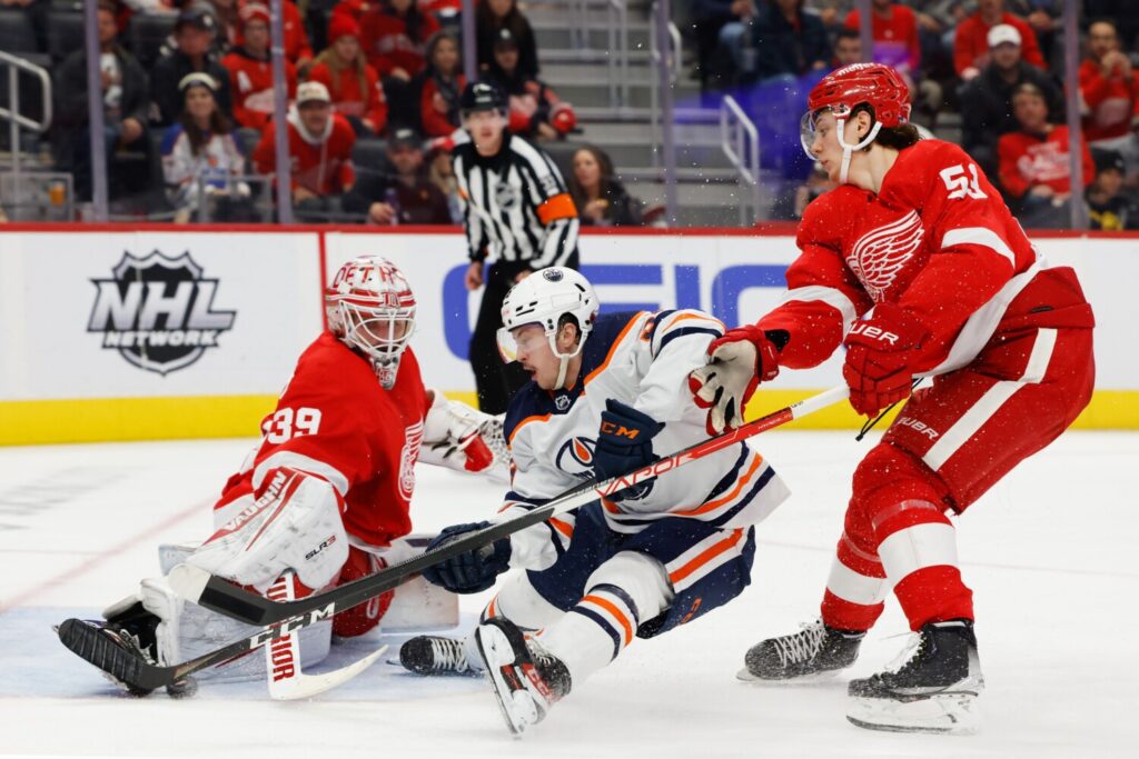 The Edmonton Oilers have traded forwards Kailer Yamamoto and Klim Kostin to the Detroit Red Wings for future considerations.