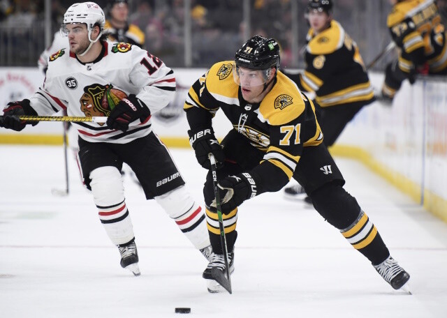The Boston Bruins are trading Taylor Hall and the rights to pending UFA Nick Foligno to the Chicago Blackhawks for the rights to RFAs Ian Mitchell and Alec Regula.