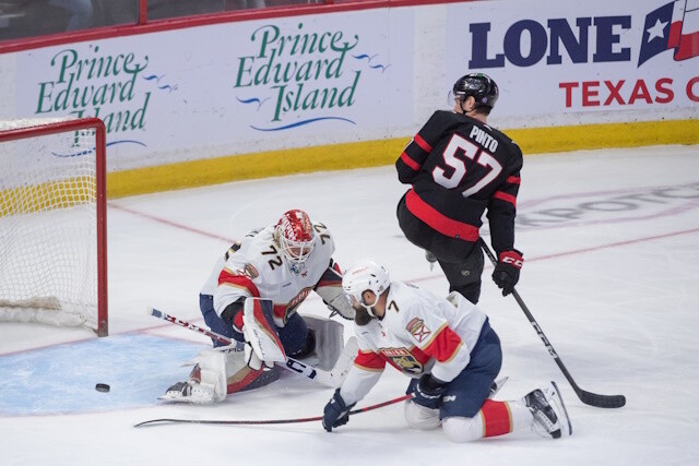 The stalemate continues in Ottawa as forward Shane Pinto remains without a contract and he might have to take less to return to the lineup.