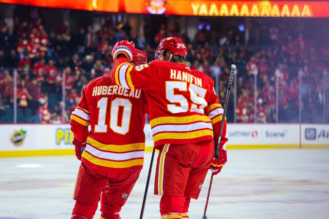The Calgary Flames and Noah Hanifin will give things a few weeks. Do they give Dustin Wolf a shot. They need to get Jonathan Huberdeau going.
