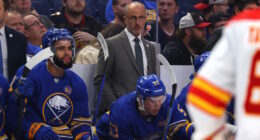 Buffalo Sabres coach likely back next season. Leafs Nick Robertson not enough to land an impact player. The Calgary Flames have cap space for free agency.
