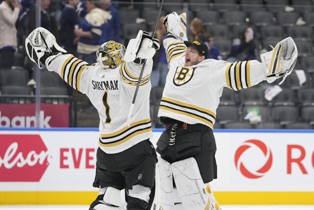 The Boston Bruins are up in their series with the Toronto Maple Leafs but it is time to make Jeremy Swayman the permanent starter.