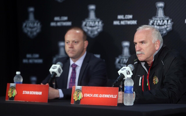 NHL Commissioner Gary Bettman said that as of now Joel Quenneville and Stan Bowman are not eligible to return to the NHL.