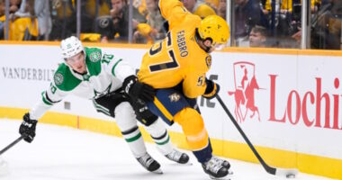 Predators defenseman Dante Fabbro on waivers but will his $2.5 million scare team off. GM to discuss video review and playoff rosters.